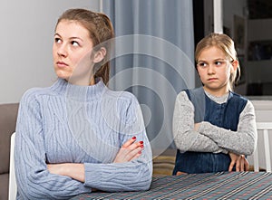 Offended woman and her teenage daughter