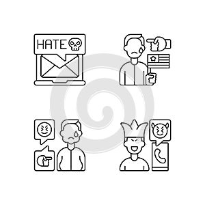 Offensive comments online linear icons set