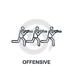 Offensive icon. Line simple line War icon for templates, web design and infographics