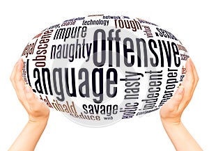 Offensive Language word cloud hand sphere concept