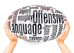Offensive Language word cloud hand sphere concept photo