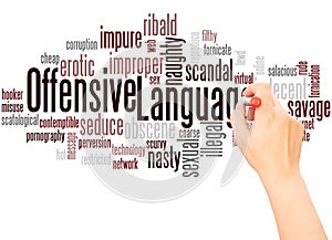 Offensive Language word cloud hand writing concept