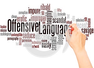 Offensive Language word cloud hand writing concept photo