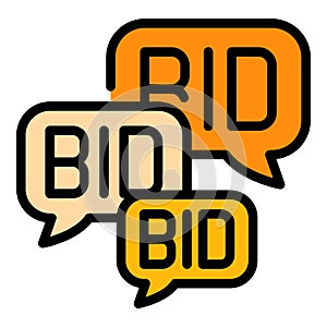 Offer bids icon color outline vector