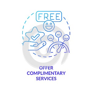 Offer complimentary services blue gradient concept icon