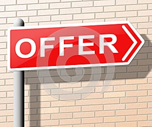 Offer Sign Shows Bargain Prices 3d Illustration