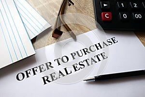 Offer to purchase real estate