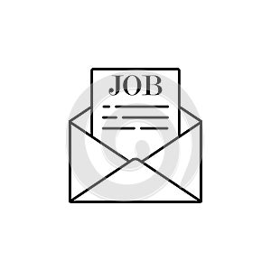 offer to work in envelope. Element of job interview icon for mobile concept and web apps. Thin line offer to work in envelope can