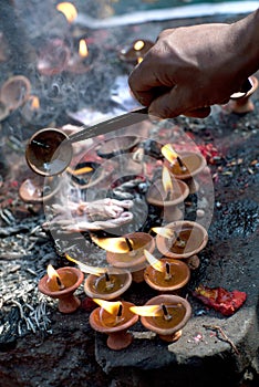 Candles in Dakshinkali Temple in Pharping, Nepal