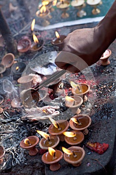 Candles in Dakshinkali Temple in Pharping, Nepal