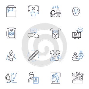 Offering line icons collection. Proposal, Sale, Giveaway, Freebie, Promotion, Bargain, Discount vector and linear