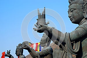 The Offering of the Six Devas. Tian Tan Buddha. Lantau island. Hong Kong