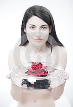 Offering spa with rose petal