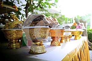 offering tray In front of Phra Phum Chao Shrine