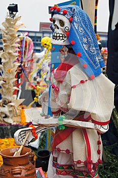 Offerings, skulls, crafts related to the day of the dead in Mexico. Festivity full of colors and traditions that makes us remember