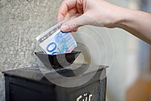 Offertory box in church