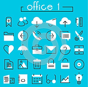 Office 1 linear icons collection