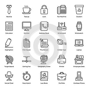 Office Accessories line Icons Pack