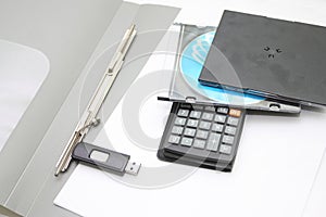 Office accessories on a white background