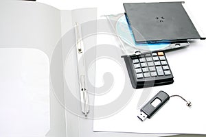 Office accessories on a white background