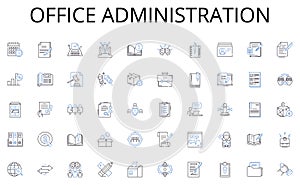 Office administration line icons collection. Collaboration, Partnership, Interdependence, Affiliation, Alliance, Unity