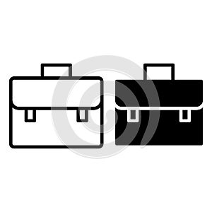 Office bag line and glyph icon. Briefcase vector illustration isolated on white. Portfolio outline style design