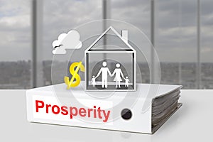 Office binder prosperity house family dollar symbol