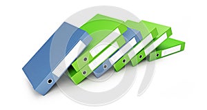 Office binders on a white background 3D illustration, 3D rendering