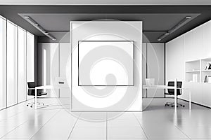 Office with blank wall mockup space. Generative ai