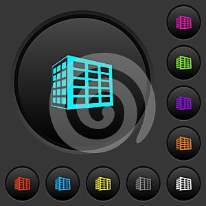 Office block dark push buttons with color icons