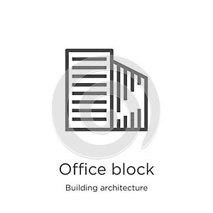 office block icon vector from building architecture collection. Thin line office block outline icon vector illustration. Outline,