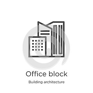 office block icon vector from building architecture collection. Thin line office block outline icon vector illustration. Outline,