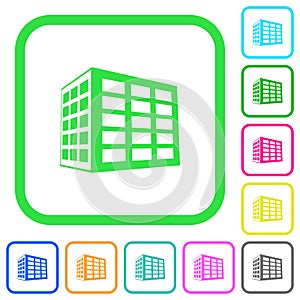 Office block vivid colored flat icons