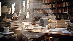 office blurred lived in interior