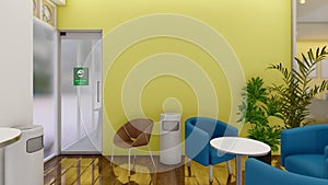 Office breakout space or casual co working space 3d rendering