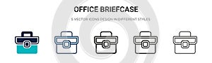 Office briefcase icon in filled, thin line, outline and stroke style. Vector illustration of two colored and black office