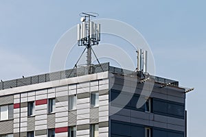 Office building with antennas