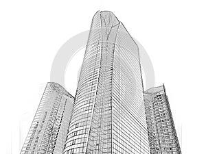 Office building architectural drawing sketch