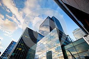 Office building background in Canary Wharf, London