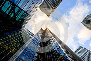 Office building background in Canary Wharf, London