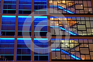 Office building in blue lighting