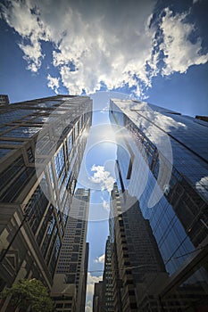 Office building and blue sky.