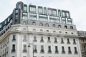 Office building in the capital of Romania, Bucharest. Photo during the day.