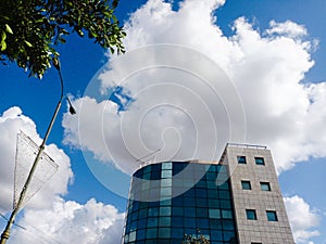 Office building in cloudy beautiful day