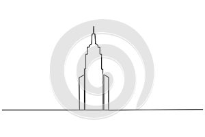 Office Building continuous one line drawing on white background