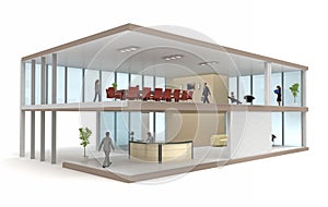 Office building cutaway isolated on white