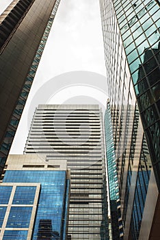 Office building exterior, modern architecture, close up