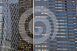 Office building facades in Shinjuku, Tokyo