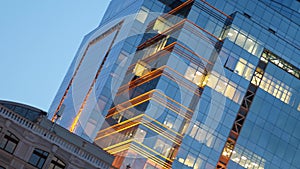 Office building with a golden glow at dusk