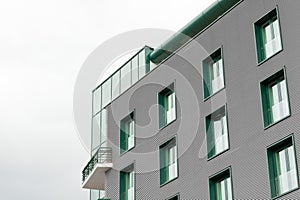 Office building with green windows